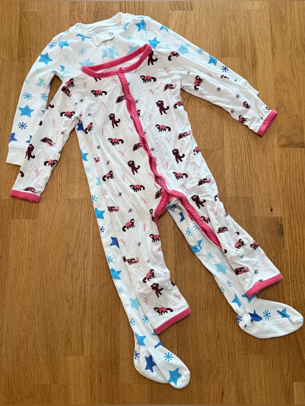 Primary Bubble Baby 18-24 MONTHS White Printed Long Sleeve One Piece Pajamas